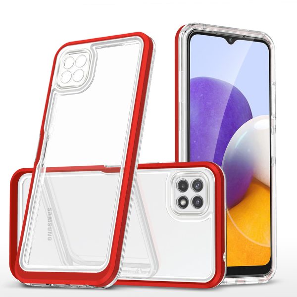CLEAR 3IN1 CASE FOR SAMSUNG GALAXY A22 5G FRAME GEL COVER RED