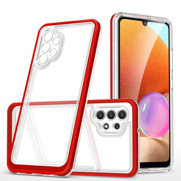 CLEAR 3IN1 CASE FOR SAMSUNG GALAXY A32 5G FRAME GEL COVER RED