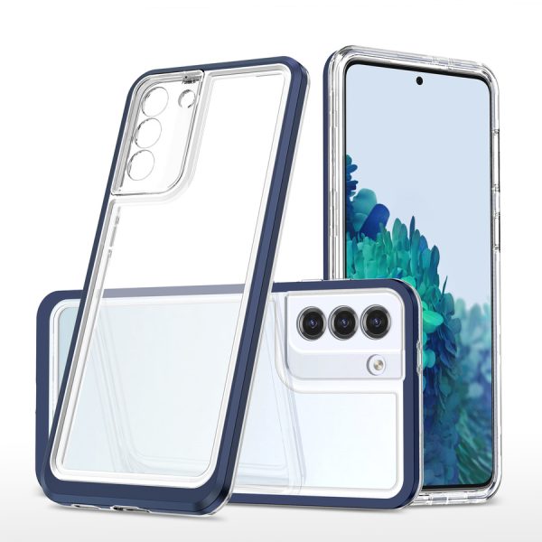 CLEAR 3IN1 CASE FOR SAMSUNG GALAXY S22 FRAME GEL COVER BLUE