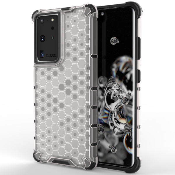 HONEYCOMB CASE ARMORED COVER WITH A GEL FRAME FOR SAMSUNG GALAXY S22 ULTRA TRANSPARENT