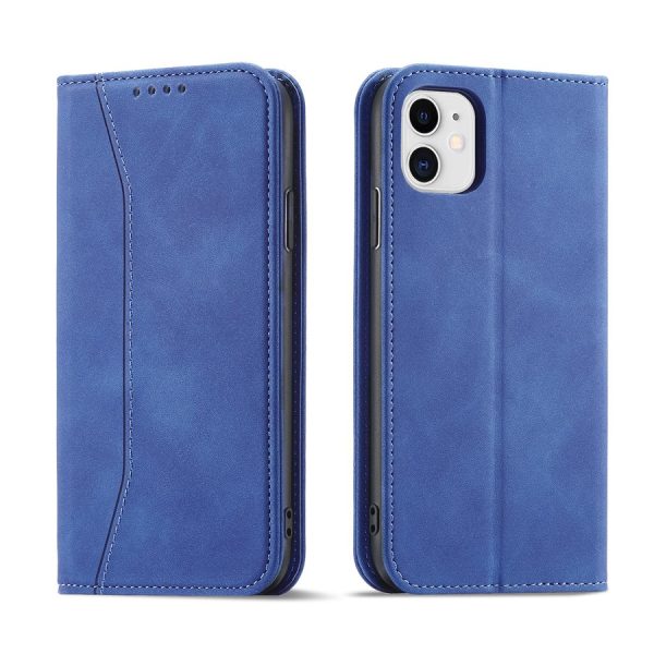 MAGNET FANCY CASE FOR IPHONE 12 COVER CARD WALLET CARD STAND BLUE