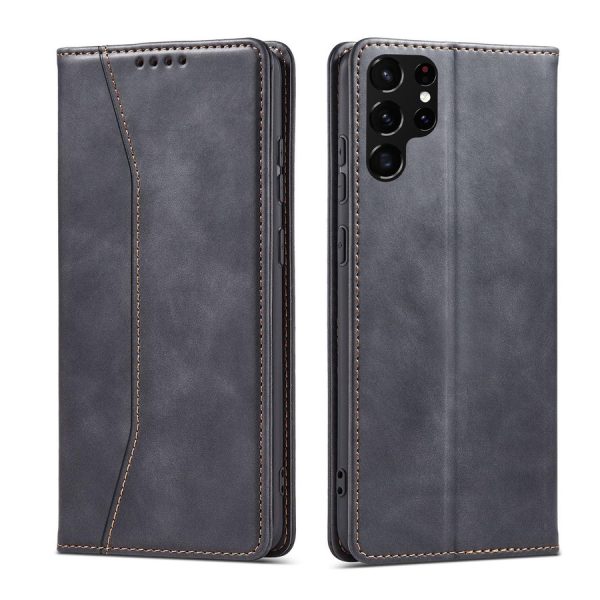 MAGNET FANCY CASE CASE FOR SAMSUNG GALAXY S22 ULTRA COVER CARD WALLET CARD STAND BLACK