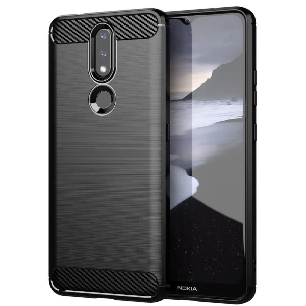 CARBON CASE FLEXIBLE COVER TPU CASE FOR NOKIA 2.4 BLACK
