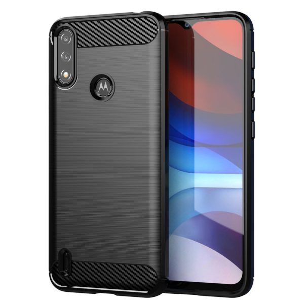 CARBON CASE FLEXIBLE COVER SLEEVE MOTOROLA MOTO E7 POWER BLACK