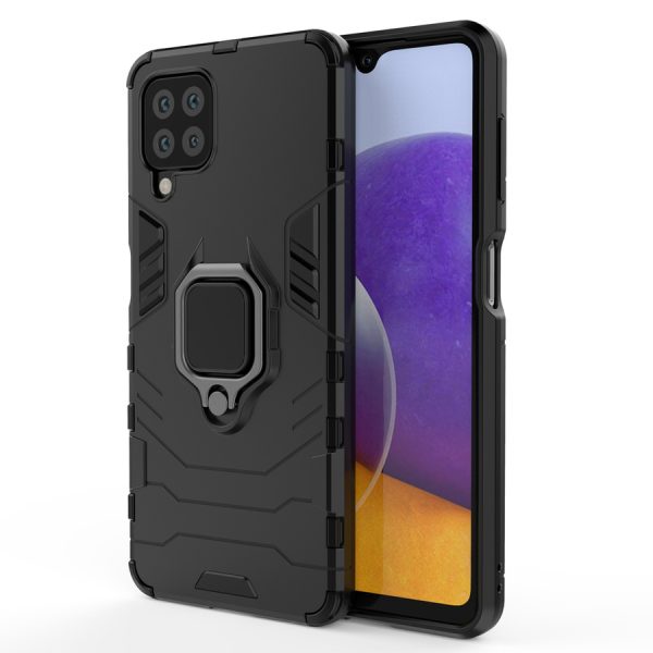 RING ARMOR CASE KICKSTAND TOUGH RUGGED COVER FOR SAMSUNG GALAXY A22 4G BLACK
