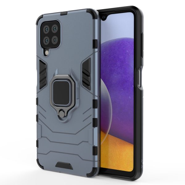RING ARMOR CASE KICKSTAND TOUGH RUGGED COVER FOR SAMSUNG GALAXY A22 4G BLUE
