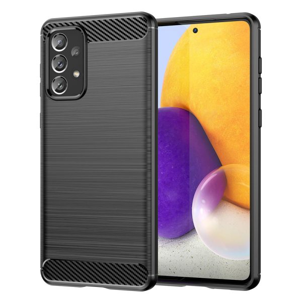 CARBON CASE FLEXIBLE TPU COVER FOR SAMSUNG GALAXY A73 BLACK