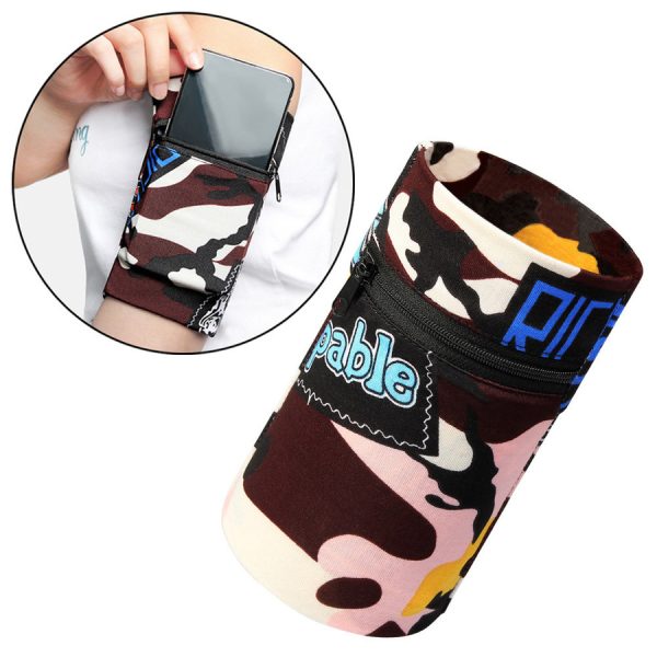 FABRIC ARMBAND FOR RUNNING FITNESS BROWN