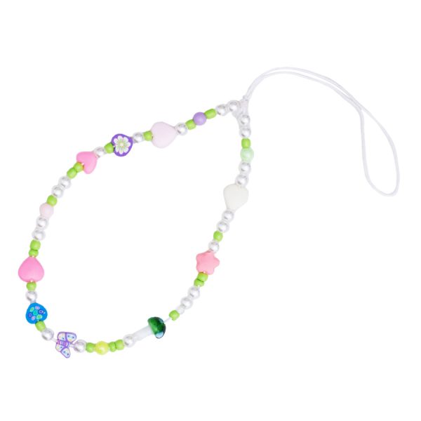 LANYARD FOR THE PHONE, PENDANT, GREEN STRING BEADS