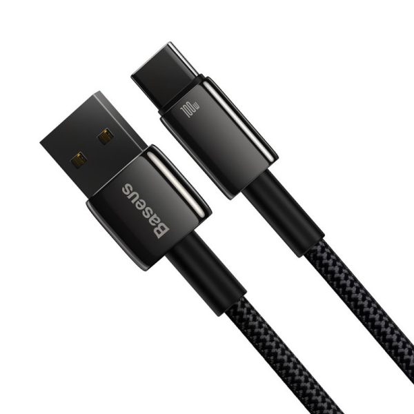 Baseus Tungsten Gold cable USB-A - USB-C 480Mb/s 100W 2m black (CAWJ000101)