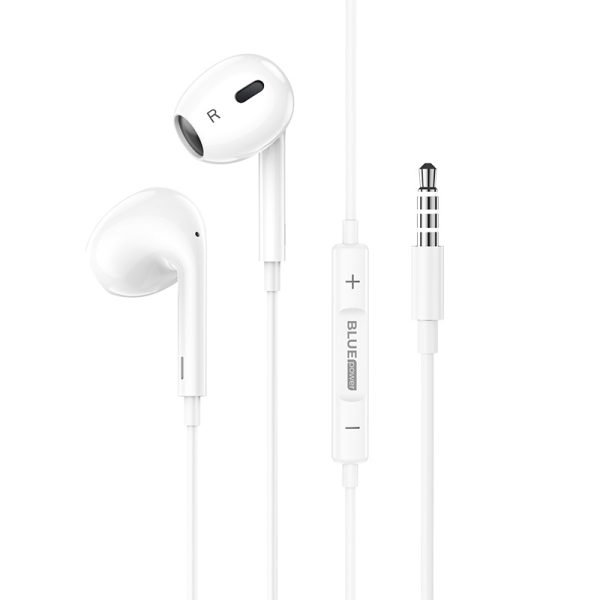 IN-EAR HEADPHONES BLUE POWER BBM30 MAX, 3.5 MM , 1.2M, WITH MICROPHONE , WHITE (EU BLISTER)