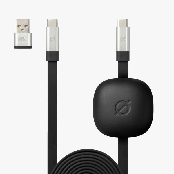 ATOM STUDIOS CABLE USB-C TO USB-C FAST CHARGE FLAT + WEIGHT 1.8M BLACK