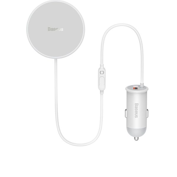 BASEUS WIRELESS CAR CHARGER WITH MAGSAFE 15W HOLDER FOR AIR VENT + USB-A 25W WHITE (CW01)