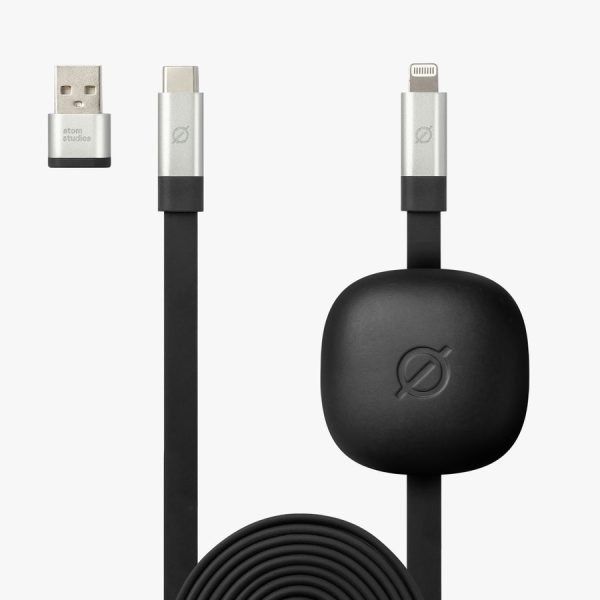 ATOM STUDIOS CABLE USB-C TO LIGHTNING FAST CHARGE FLAT + WEIGHT 1.8M BLACK