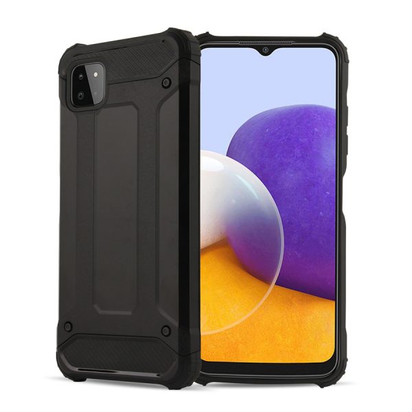 HYBRID ARMOR CASE TOUGH RUGGED COVER FOR SAMSUNG GALAXY A22 5G BLACK