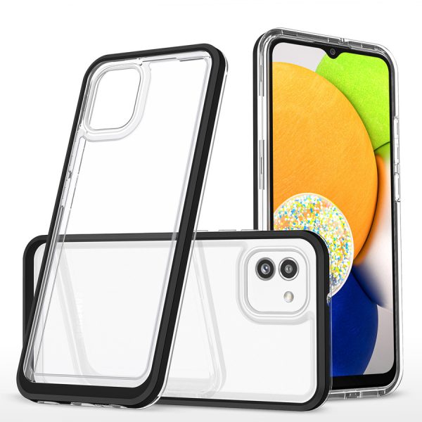 CLEAR 3IN1 CASE FOR SAMSUNG GALAXY A03 SILICONE COVER WITH FRAME BLACK