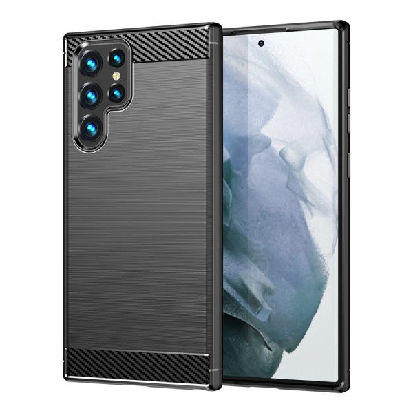 CARBON CASE FOR SAMSUNG GALAXY S23 ULTRA FLEXIBLE SILICONE CARBON COVER BLACK