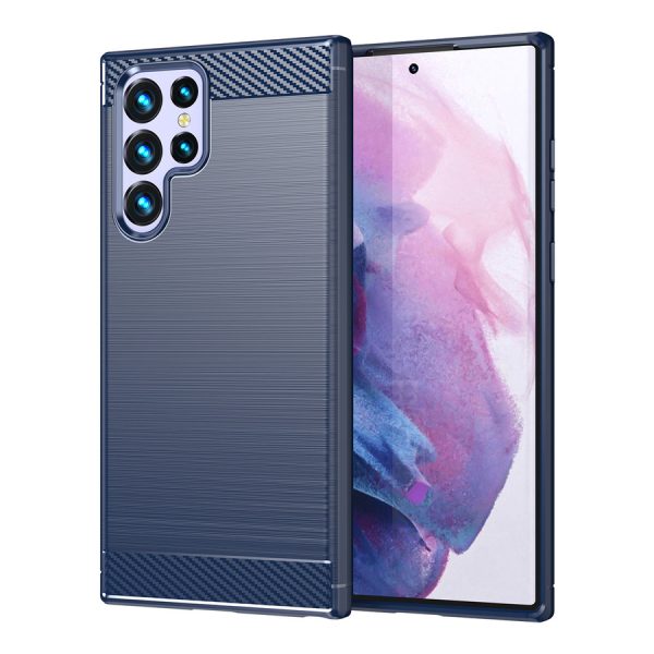 CARBON CASE FOR SAMSUNG GALAXY S23 ULTRA FLEXIBLE SILICONE CARBON COVER BLUE