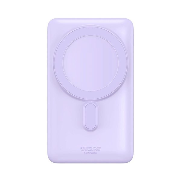 BASEUS MAGNETIC BRACKET WIRELESS FAST CHARGE POWER BANK 10000MAH 20W PURPLE（WITH XIAOBAI SERIES FAST CHARGING CABLE TYPE-C TO TYPE-C 60W(20V/3A) 50CM WHITE）