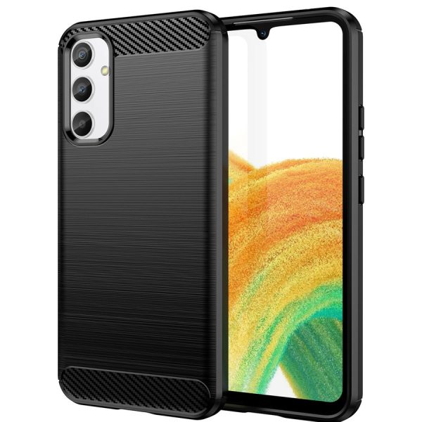 CARBON CASE FOR SAMSUNG GALAXY A34 5G FLEXIBLE SILICONE CARBON COVER BLACK