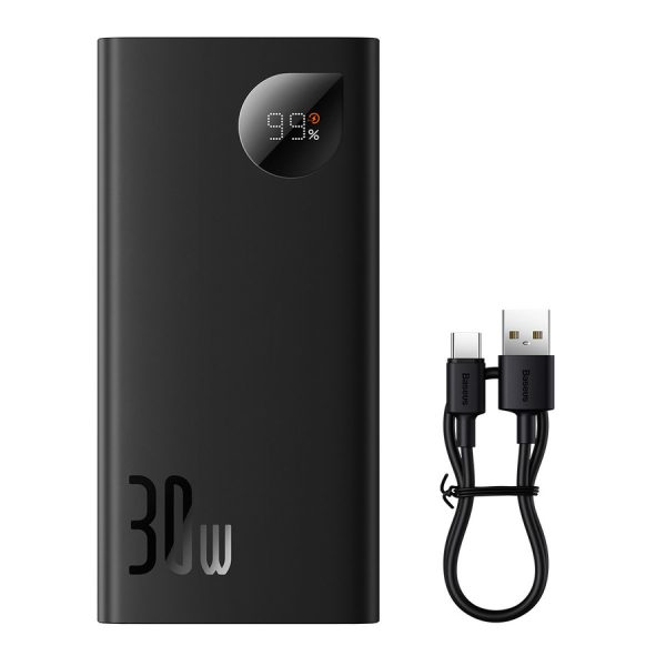 BASEUS ADAMAN2 POWERBANK WITH DIGITAL DISPLAY 10000MAH 30W 2 X USB / 1X USB TYPE C OVERSEAS EDITION PD QC SCP BLACK (PPAD040101)