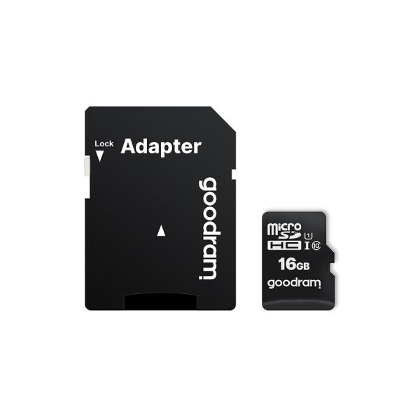 Goodram Microcard 16 GB micro SD HC UHS-I class 10 memory card, SD adapter (M1AA-0160R12)