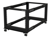 STARTECH.COM 19inch 8U Open Frame Rack - 4 Post - 22-40in. Adjustable Depth - 1200 lb. Weight Capacity - w/ Casters and Cable Hooks