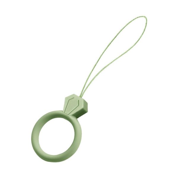 SILICONE PHONE LANYARD RING DIAMOND  LIGHT GREEN