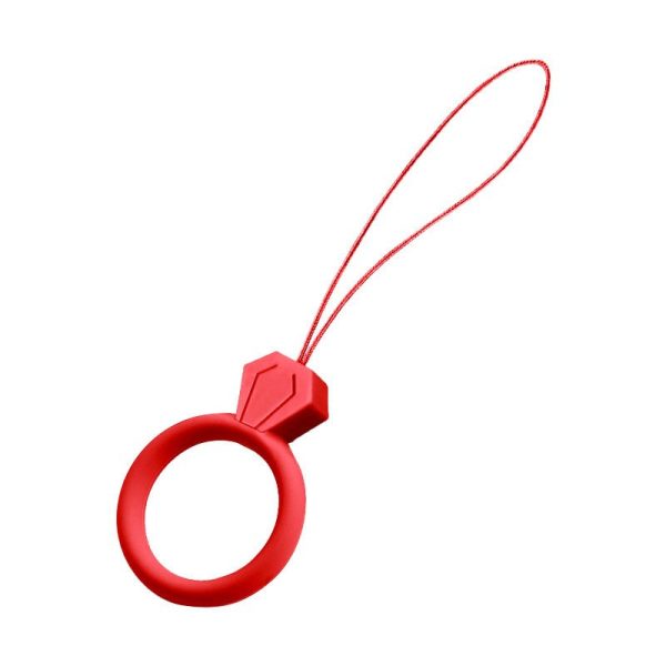 SILICONE PHONE LANYARD RING DIAMOND  RED
