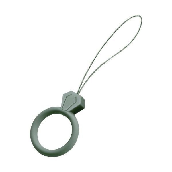 SILICONE PHONE LANYARD RING DIAMOND GREEN