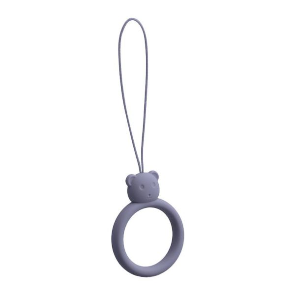 SILICONE PHONE LANYARD RING BEAR GRAY-BLUE