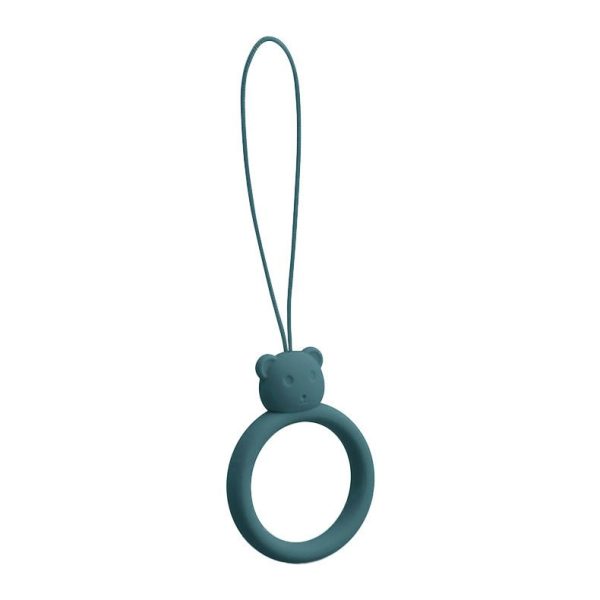 SILICONE PHONE LANYARD RING BEAR GREEN