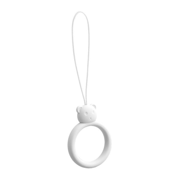 SILICONE PHONE LANYARD RING BEAR WHITE