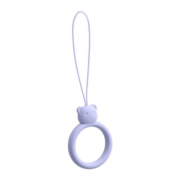 SILICONE PHONE LANYARD RING BEAR LIGHT BLUE