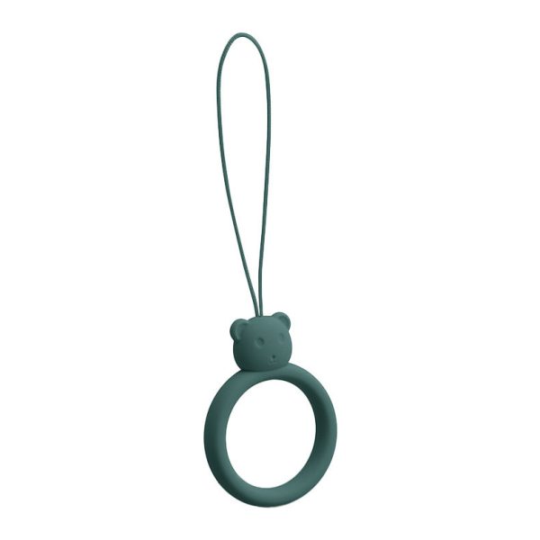 SILICONE PHONE LANYARD RING BEAR DARK GREEN