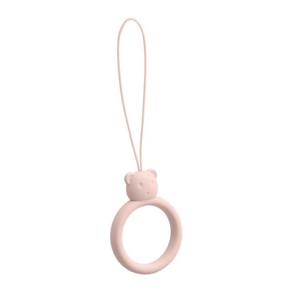 SILICONE PHONE LANYARD RING BEAR LIGT PINK