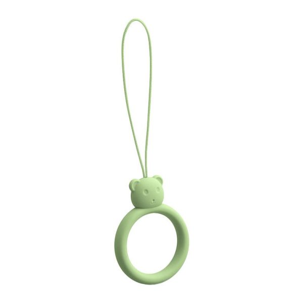 SILICONE PHONE LANYARD RING BEAR LIGHT GREEN