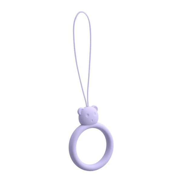 SILICONE PHONE LANYARD RING BEAR LILAC