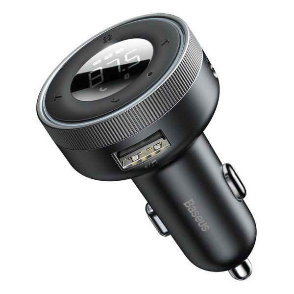 BASEUS ENJOY CAR LED WIRELESS 2X USB / 3,5MM JACK MP3 CHARGER BLUETOOTH 5.0 3.4A BLACK (CCLH-01)