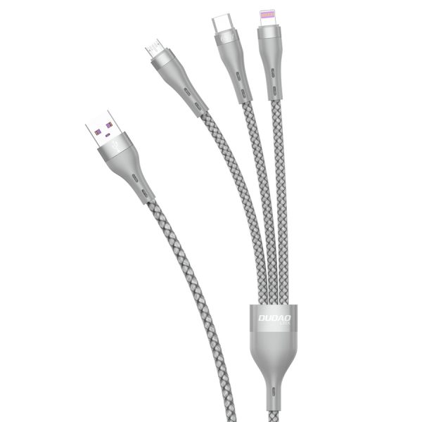 DUDAO 3IN1 USB CABLE - LIGHTNING / MICROUSB / USB TYPE C 65W 1.2M GRAY (L20X)