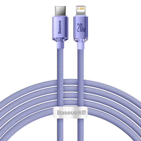 BASEUS CRYSTAL SHINE SERIES FAST CHARGING DATA CABLE USB TYPE C TO LIGHTNING 20W 2M PURPLE (CAJY000305)