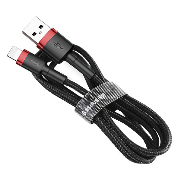 BASEUS CAFULE CABLE DURABLE NYLON CORD USB / LIGHTNING QC3.0 2.4A 1M BLACK-RED (CALKLF-B19)