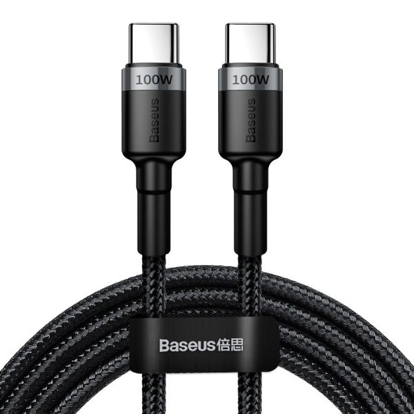 BASEUS CAFULE NYLON CABLE USB TYPE C POWER DELIVERY 2.0 100W 20V 5A 2M GRAY (CATKLF-ALG1)