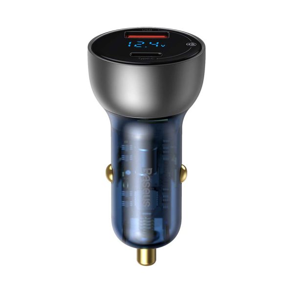 Baseus USB / USB Type C car charger 65 W 5 A SCP Quick Charge 4.0+ Power Delivery 3.0 LCD screen transparent (CCKX-C0A)