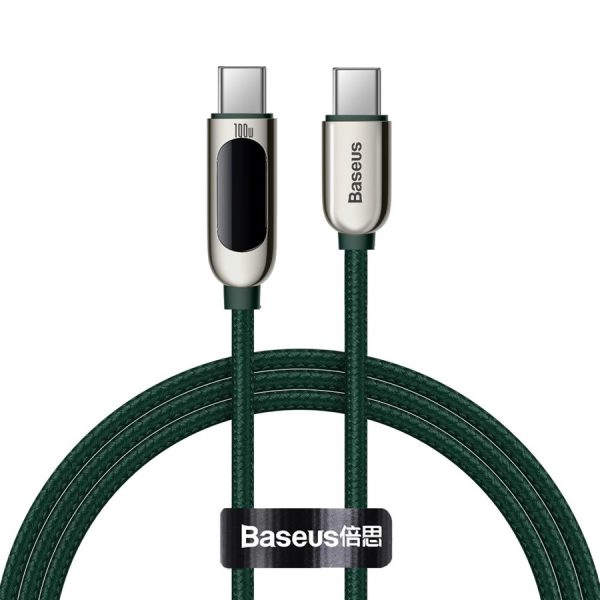 BASEUS USB TYPE C - USB TYPE C CABLE 100 W (20 V / 5 A) 1 M POWER DELIVERY WITH DISPLAY SCREEN POWER METER WHITE (CATSK-B06)