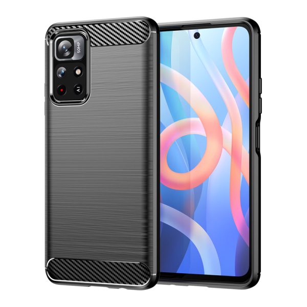 CARBON CASE FLEXIBLE COVER SLEEVE FOR POCO M4 PRO 5G BLACK