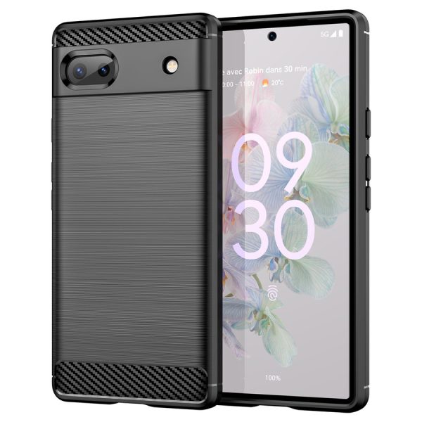 CARBON CASE FLEXIBLE COVER FOR GOOGLE PIXEL 6A BLACK