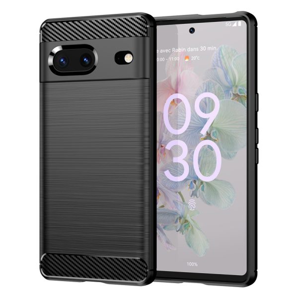 CARBON CASE FLEXIBLE COVER FOR GOOGLE PIXEL 7 BLACK