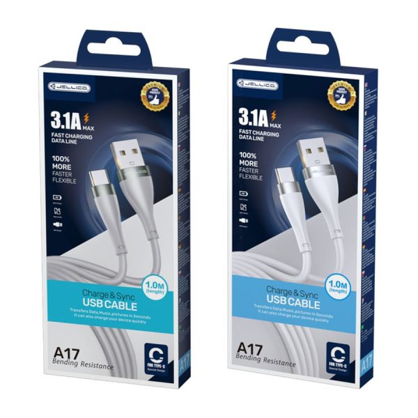JELLICO USB CABLE - A17 3.1A MICRO USB GRAY