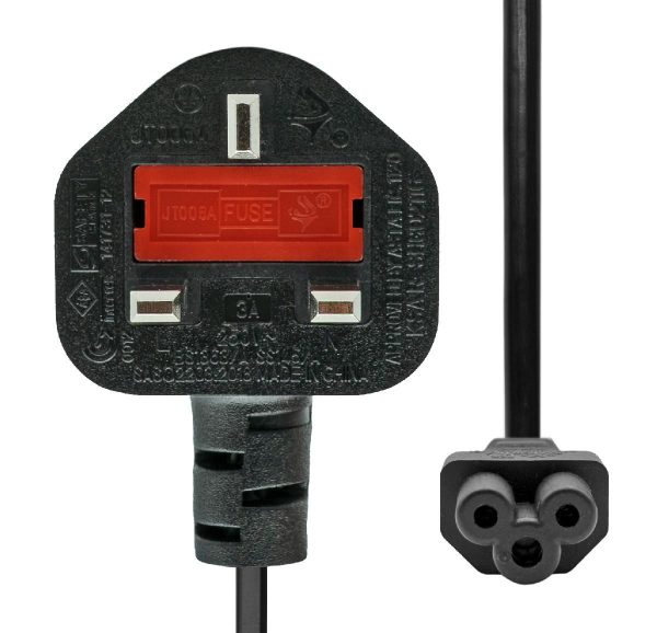 Power Cord UK to C5 Angled 2M
